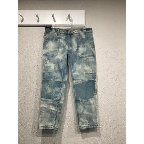 Free People Denim - Free People Distressed Acid Wash Carpenter Jeans Women's 28 Cropped Utility Y2K